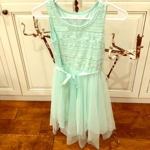 Girls mint green dress.